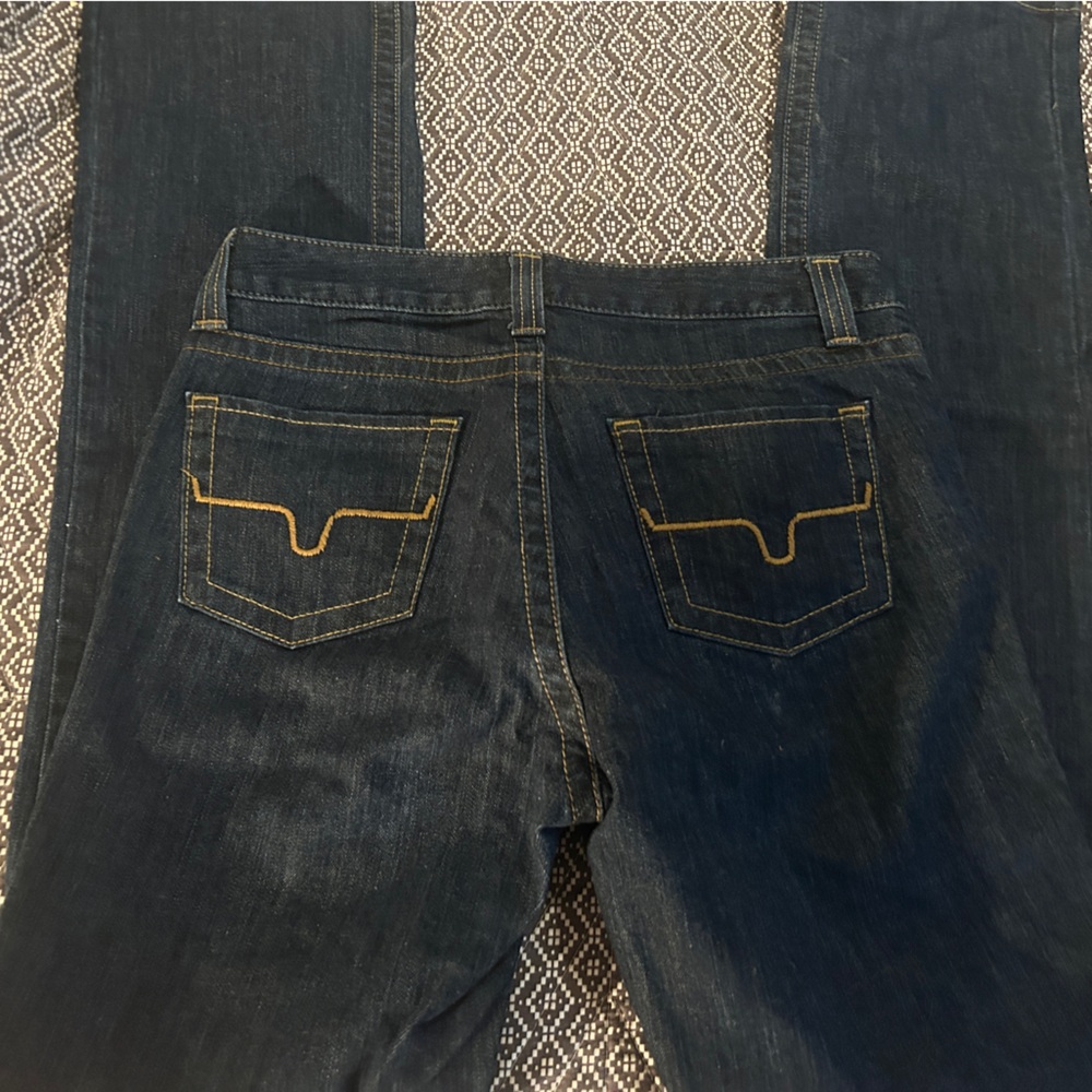 Kimes Ranch Dark Blue Jeans with Tan Stitching